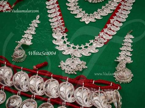 Odissi Dance White Metal Full Set Indian Jewelry