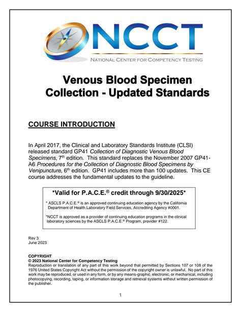 Solution Venous Blood Specimen Collection Updated Standards Studypool