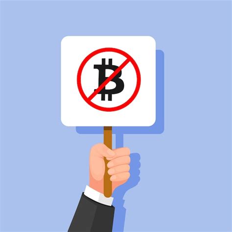 Tenir La Main Avertissant Aucun Symbole De Bitcoin Pour Protester Et