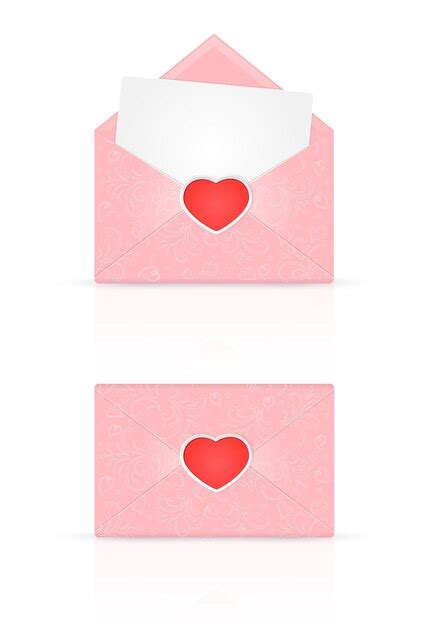 Envelopes rosa coração dos namorados vermelho e elementos