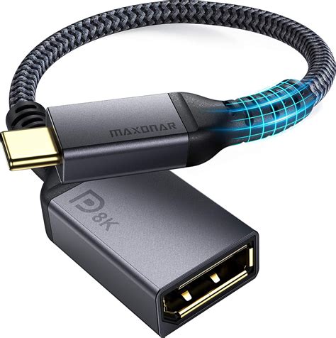 Maxonar Adaptateur Usb C Displayport 8k60hz Dp14 4k 60hz144hz