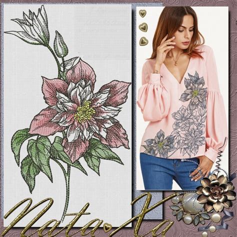 Clematis Flower Machine Embroidery Designs Set Of Designs Etsy