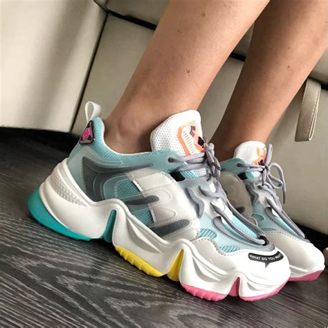 2020 Ulzzang Sneakers Woman Breathable Rainbow Height Increased Casual