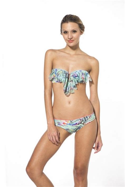 Wind Palm Bandeau Two Piece Bikini By Malai Bikinis Malai Ruffle