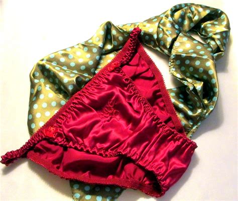 Nwot Size Xl Silk String Bikini Panties W Satin Scarf Set Red