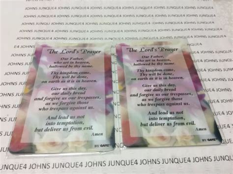 The Lords Prayer Card New Wplastic Bag Laminated 35 Inches By 2