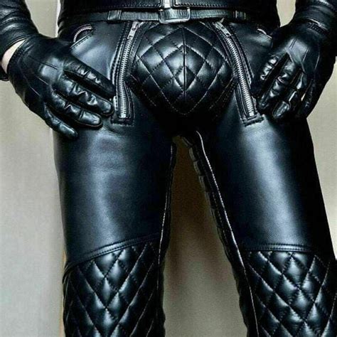 Mens Real Black Leather Pants Motorbike Biker Rider Motorcycle Etsy