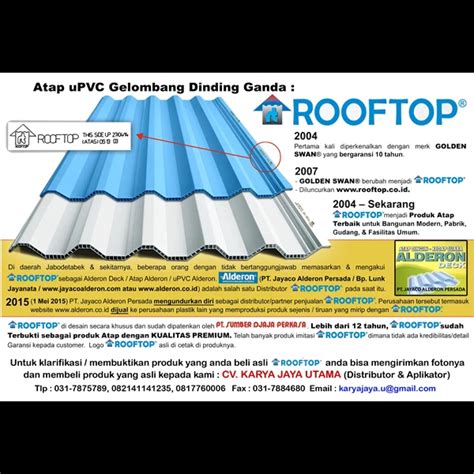 Jual Distributor Atap Upvc Dingin Rooftop Surabaya Surabaya Karya