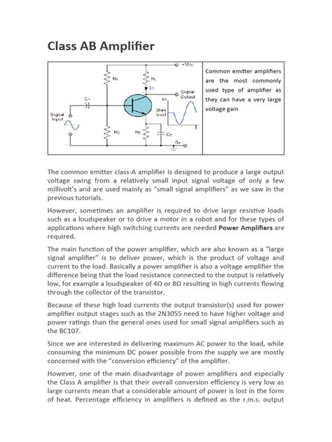 Class Ab Amplifier Pdf Amplifier Transformer