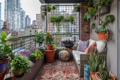 Premium Photo A Cozy Balcony Transformed Into A Lush Green Oasis