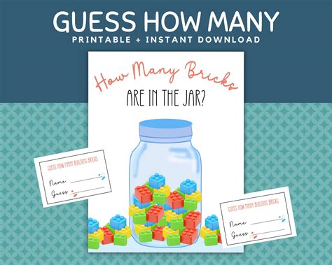 Guess How Many in the Jar, Birthday Party Game, Building Blocks