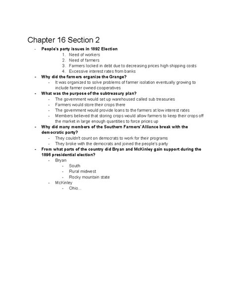 Chapter 16 Section 2 - Summary of the history of america - Chapter 16