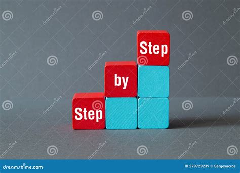 Step By Step Word Concept On Building Blocks Text Stock Image