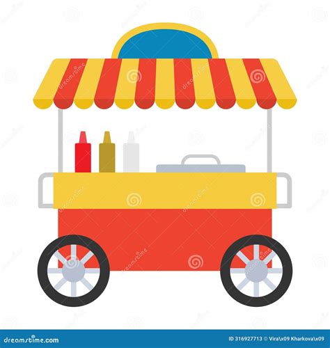 Hot Dog Stand Street Food Cart Stock Vector Illustration Of Store