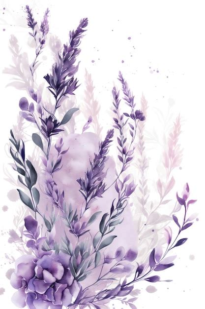 Premium Photo | A watercolor painting of purple flowers.