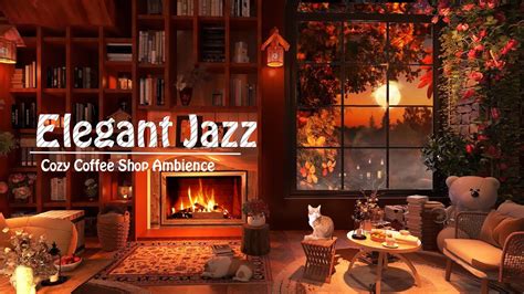 Relaxing Jazz Music In Cozy Night Bookstore Cafe Ambience Elegant