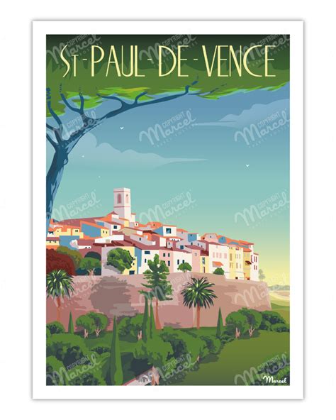 Poster SAINT PAUL DE VENCE Marcel Travel Posters Size 30 X 40 Cm