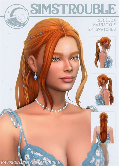 Bedelia Hairstyle Ponytail Bun By Simstrouble Simstrouble Em 2024