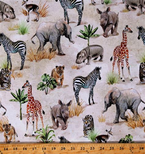 Cotton Baby Safari Animals Elephants Zebras Lions Cubs Hippos Giraffes