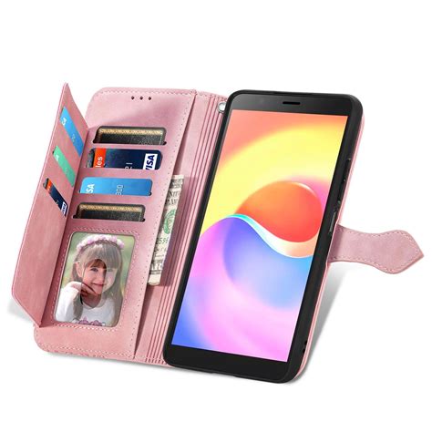 For ZTE Blade A32 Embossed Flower Zipper Leather Phone Case (Pink