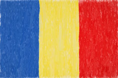 Drapeau du Tchad peint. Dessin patriotique sur fond de papier. Drapeau national du Tchad | Photo ...