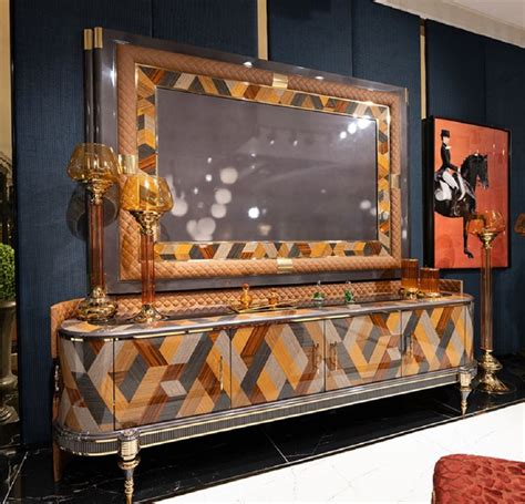 Casa Padrino Luxury Art Deco TV Cabinet Set Multicolored Brown Gray