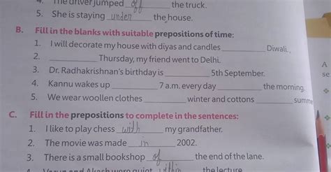 Fill In The Blanks With Suitable Prepositions Of Time Filo