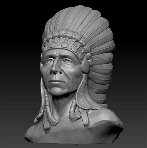 3d Native American Man Model 3d Stl File 3d Printer 3d Etsy