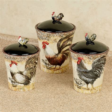 Vintage Rooster Kitchen Canister Set