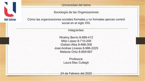 Cómo las organizaciones sociales formales y no formales ejercen control