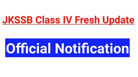 Jkssb Class Iv Update ~ Official Notification Out Youtube