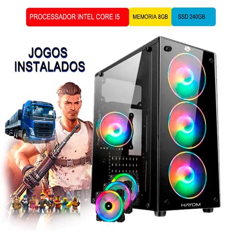 Pc Gamer Barato Intel Core i5 8GB ssd 240GB Fonte 650w Promoção Nf no