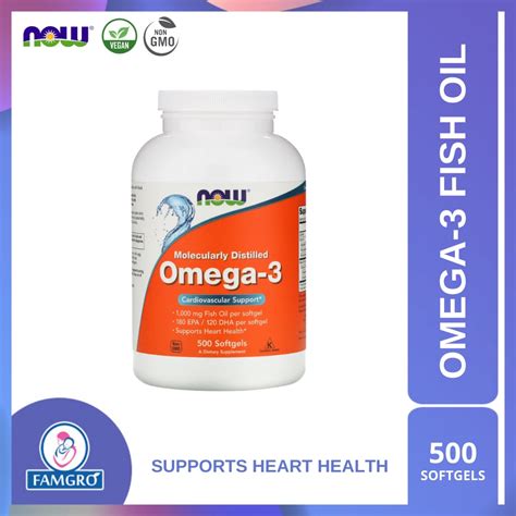 NOW Foods Omega 3 Fish Oil Molecularly Distilled 100 200 500