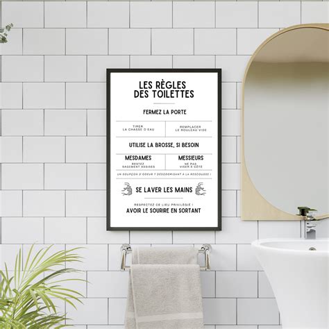 Affiche R Gles Des Toilette Affiche Minimaliste Imprimer D Coration