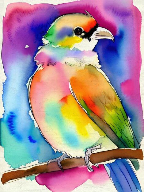 Premium Photo Watercolor Bird Abstract Painting Contemporary Art Mid Century Modern Design