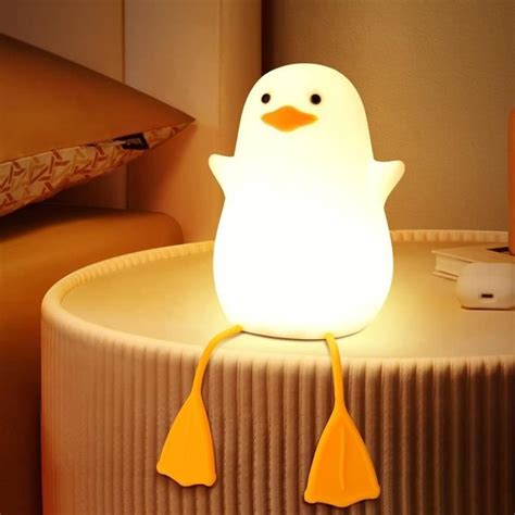 Veilleuse Bébé Enfant Canard Lampe De Nuit Led Silicone Tactile De