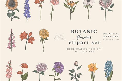 Botanical Garden Flowers Floral Set | Behance