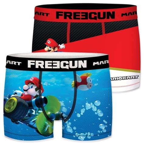 FREEGUN Boxer Homme Mario Calecon Homme MARIO KART Stretch Et