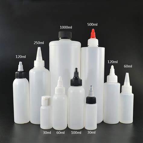 1000pcs *60ml Plastic Glue Bottles Black Long Tip Clear Color With ...