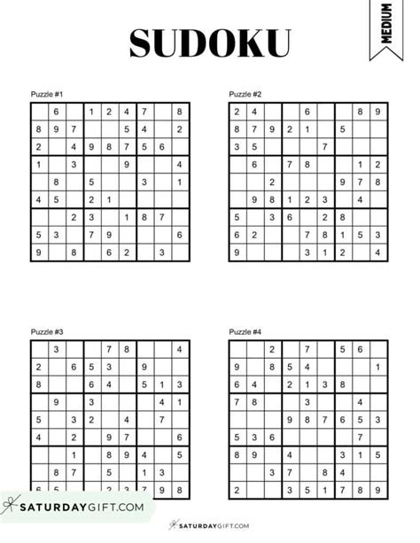 72 Free Printable Sudoku Puzzles | SaturdayGift