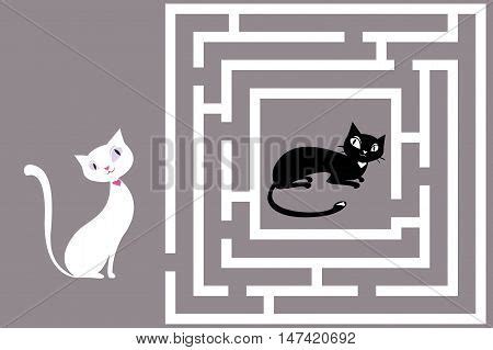 Cute Cat's Maze Game Vector & Photo (Free Trial) | Bigstock