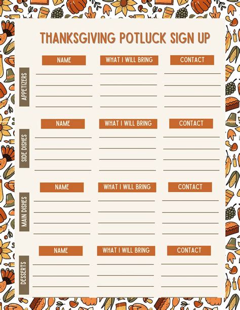 Super Cute Free Printable Thanksgiving Potluck Sign Up Sheet Originalmom