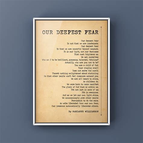 Our Deepest Fear Poem By Marianne Williamson Wall Art Print Etsy