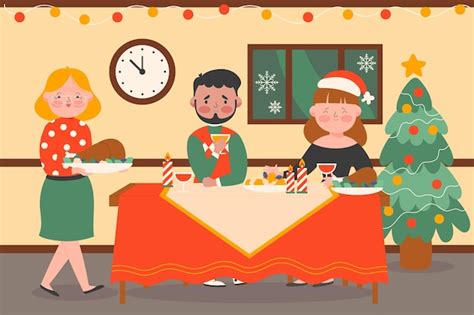 Vecteurs Et Illustrations De Repas Noel Dessin En T L Chargement