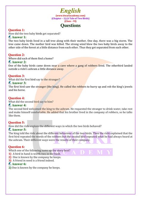 Ncert Solutions For Class 6 English Supplementary Chapter 1 A Tale Of