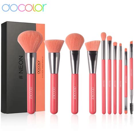 Docolor Makeup Brushes Set 10pcs Eye Face Cosmetic Foundation Powder Blush Eyeshadow Kabuki