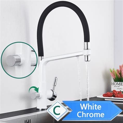 Chrome blanc c Robinet de cuisine à retrait avec filtre de