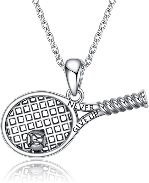 Yfn Tennis Halskette Sterling Silber Tennisschl Ger Anh Nger Schmuck