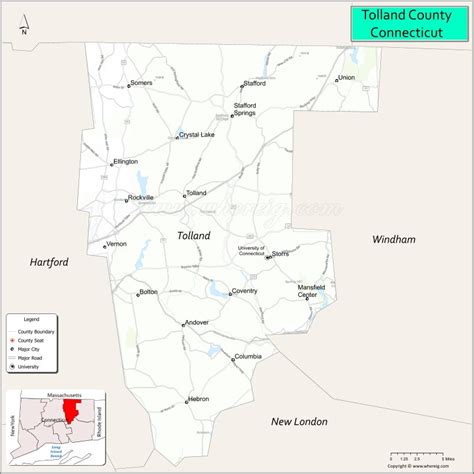 Tolland County, Connecticut Map