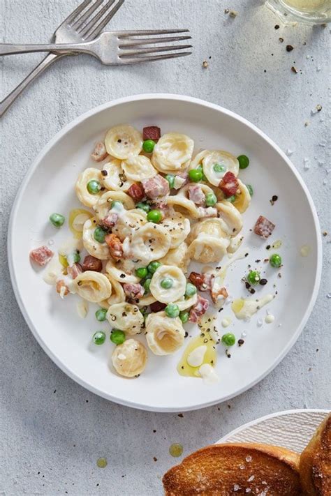 Orecchiette With Peas Pancetta Cream Panchetta Recipes Cream